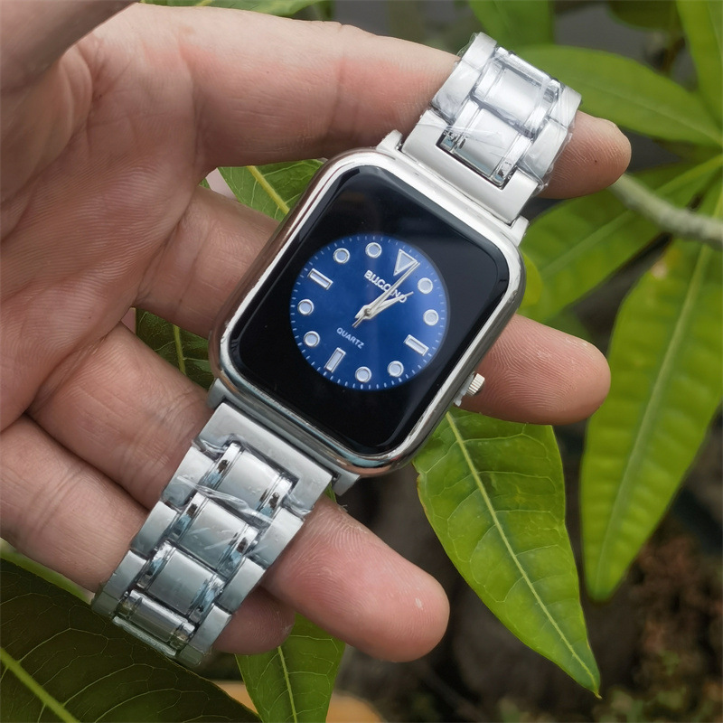 Cross-border new classic men's watch men's quartz watch steel band business wholesale watch square blue gold watch