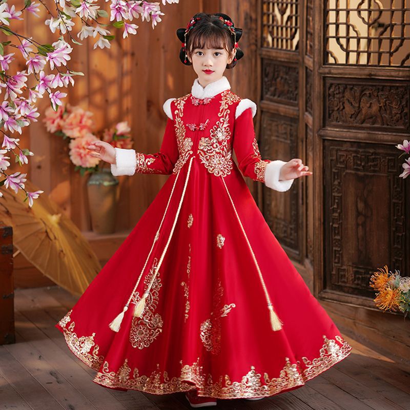 Girls' Hanfu dress Winter Ancient Clothes New Winter New Style Children's Tang Suit Chinese Style Girls' New Year Clothes