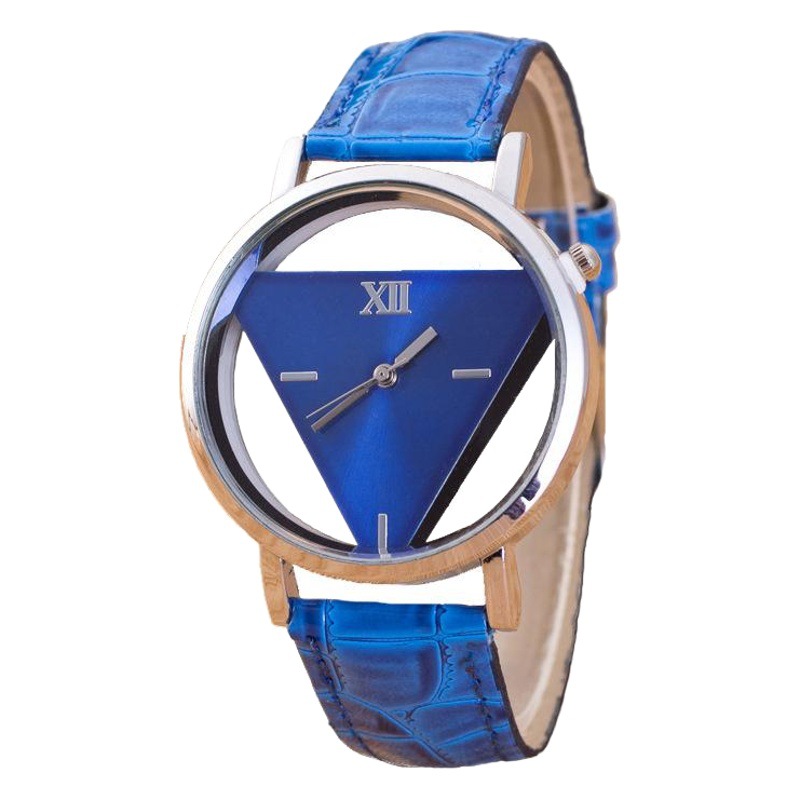 Simple Harajuku Watch, Personalized and Fashionable Double-Sided Cut Out and Translucent Korean Trendy Student Triangle Watch