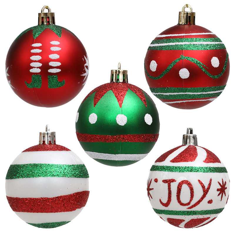 Cross-border wholesale Christmas tree decoration 6cm painted decorative Christmas Ball 6PCs Christmas plastic ball decorative pendant