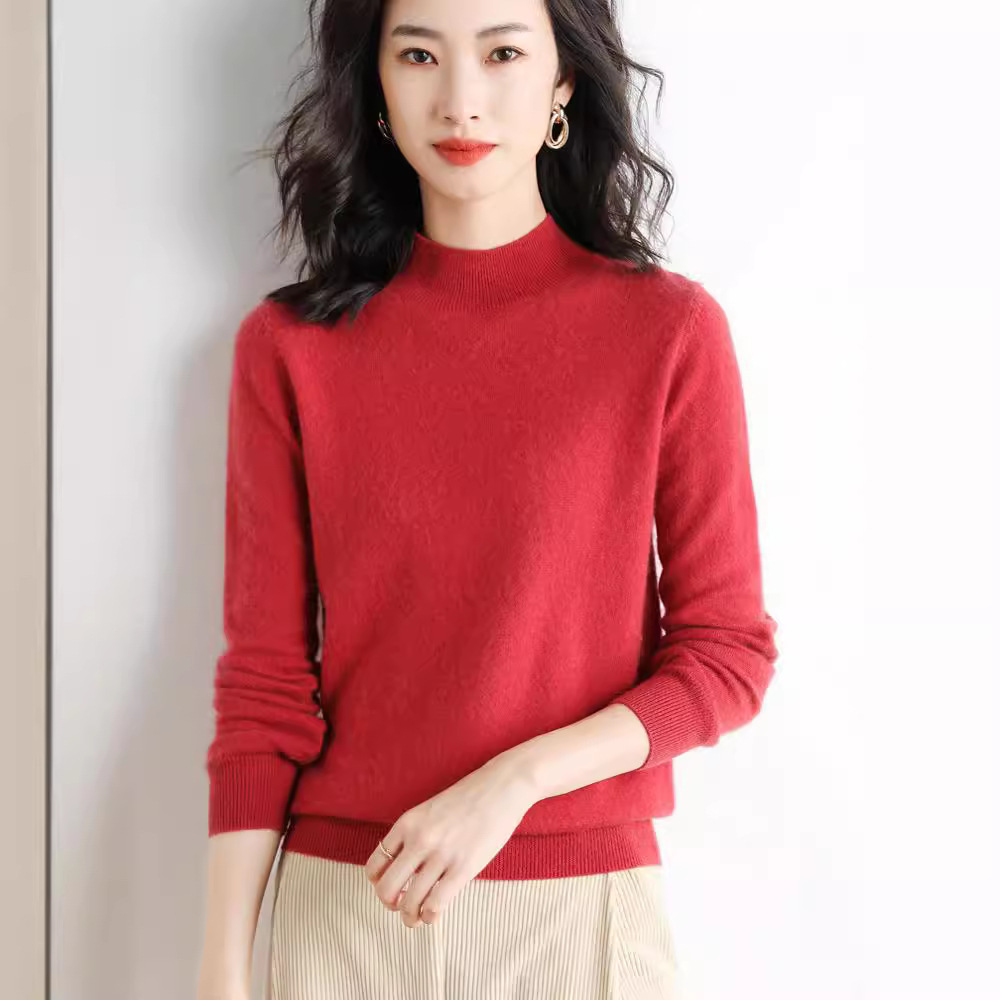 Picture of 2022 Spring and Autumn New Women's Loose Half-turtleneck Wool Knitwear Pullover Base Shirt Sweater