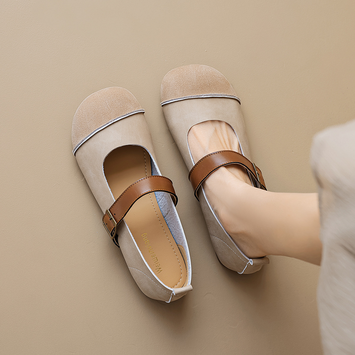 Weiwei Girl 3399-1 Retro Style with Mary Jane Shoes Women's Flat Shallow Mouth Milk Shoes Birkenstocks Shoes Women