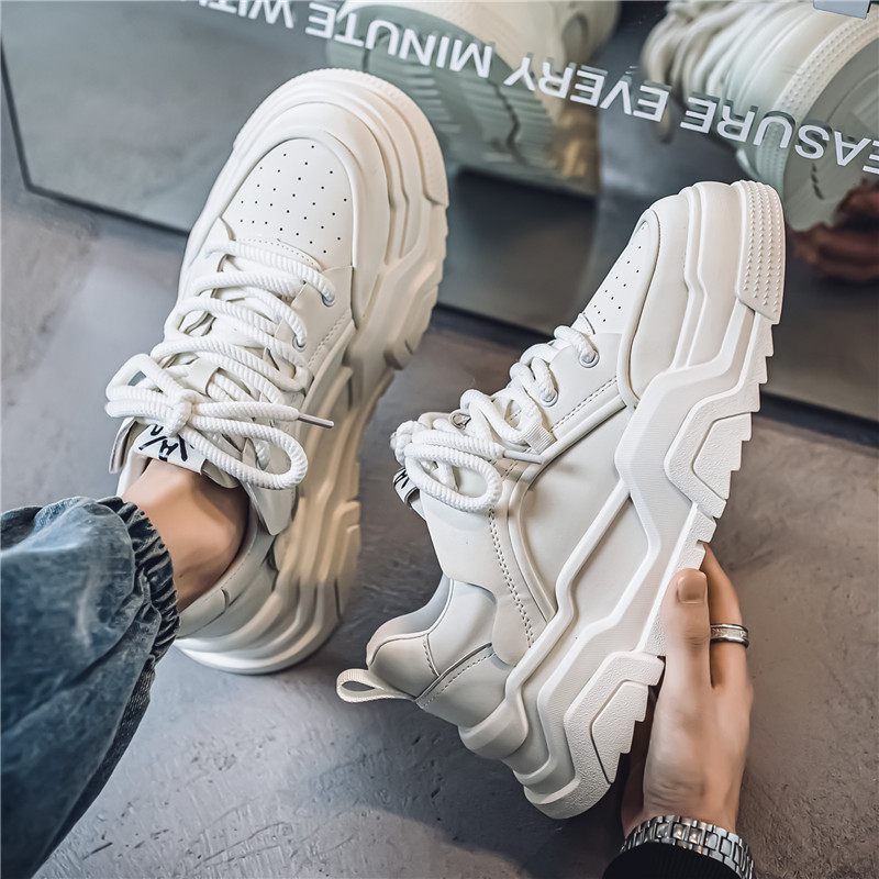 Men's Shoes 2025 New Spring and Summer White All-match Trendy Thick Sneakers Sports Casual Torre Bread Trendy Shoes