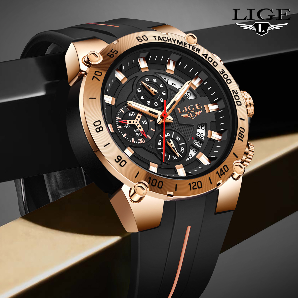 Cross-border Fashion Sports Watch Male Student Multi-function Chronograph Calendar Waterproof Luminous Quartz Wrist Watch