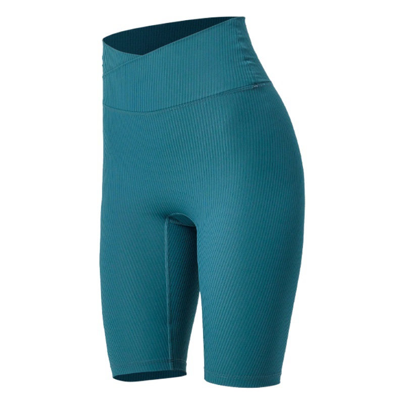 Picture of Cross high waist hip lifting four-quarter pants women's breathable training belly contracting tights yoga sports shorts riding pants