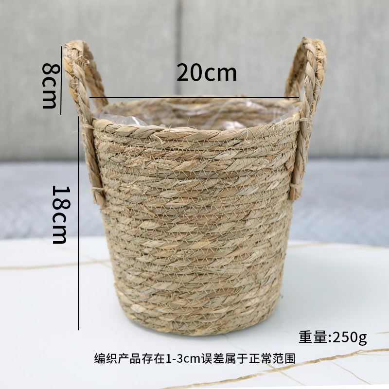 Picture of Cross-border Hot Sale Straw Rattan Flower Basket Creative Home Woven Basket Balcony Living Room Decoration Green Plant Potted Flower Pot
