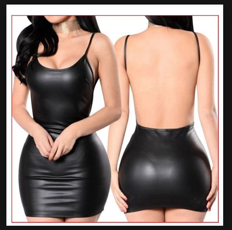 Picture of Sexy underwear foreign trade increased European code manufacturers spot Europe and the United States black leather paint leather clothing leak back set a generation of hair