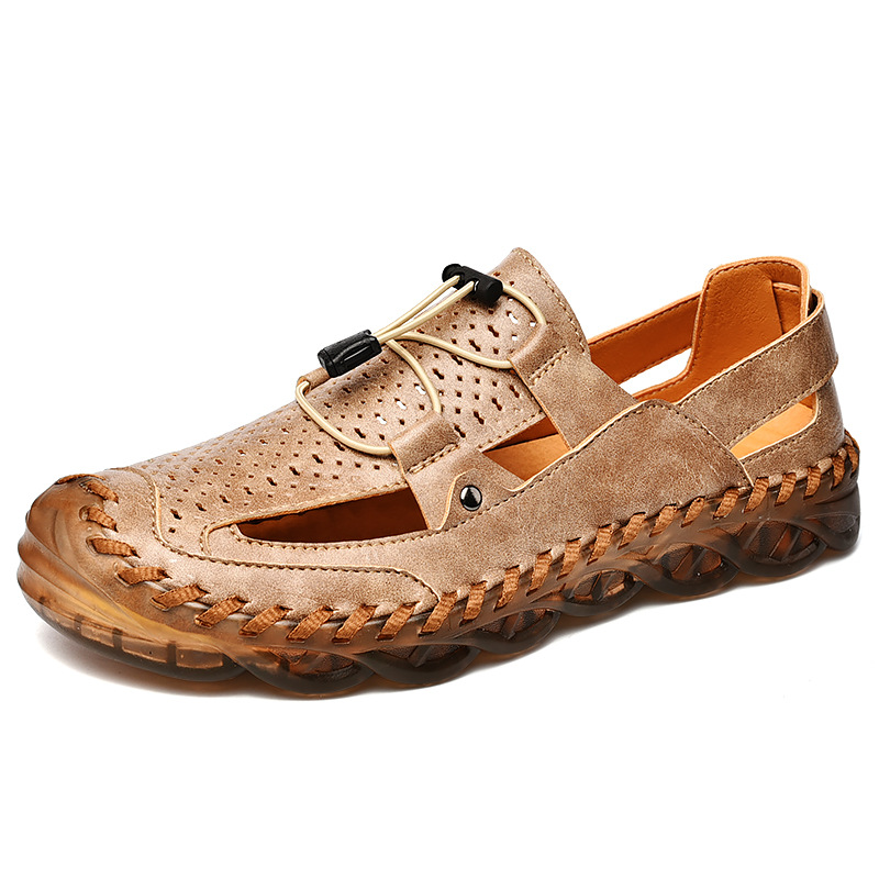 Foreign trade hand-stitched sandals men's spring and summer a generation of independent station beach shoes plus size men's baotou sandals