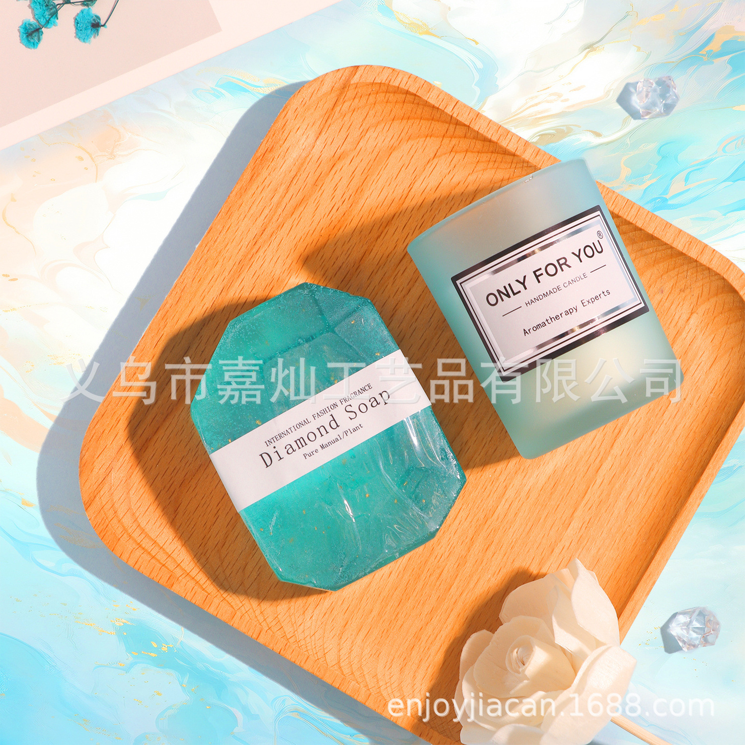 Picture of Cross-Border Blue Bath Gift Set Spa Gift Box Scented Candle Souvenir High-End Birthday Gift for Women