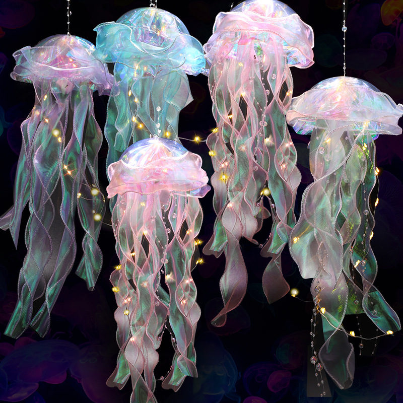 Picture of Little Red Riding Book with Finished Luminous Jellyfish Lantern diy Push Night Market Portable Mid-Autumn Lantern Girl's Room Hanging