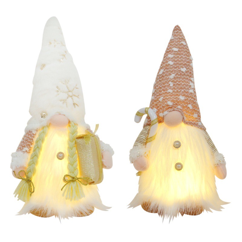 New Christmas decoration supplies sequined plush faceless doll with light-emitting Rudolf doll window decoration