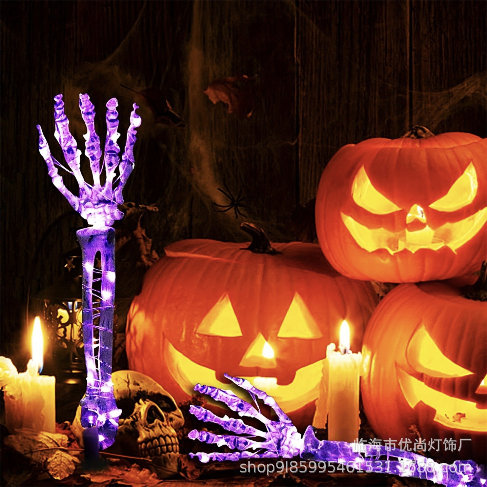 Cross-Border New Led Solar Ghost Hand Light String Artificial Halloween Decorative Atmosphere Light Luminous Waterproof Ground Plug Light