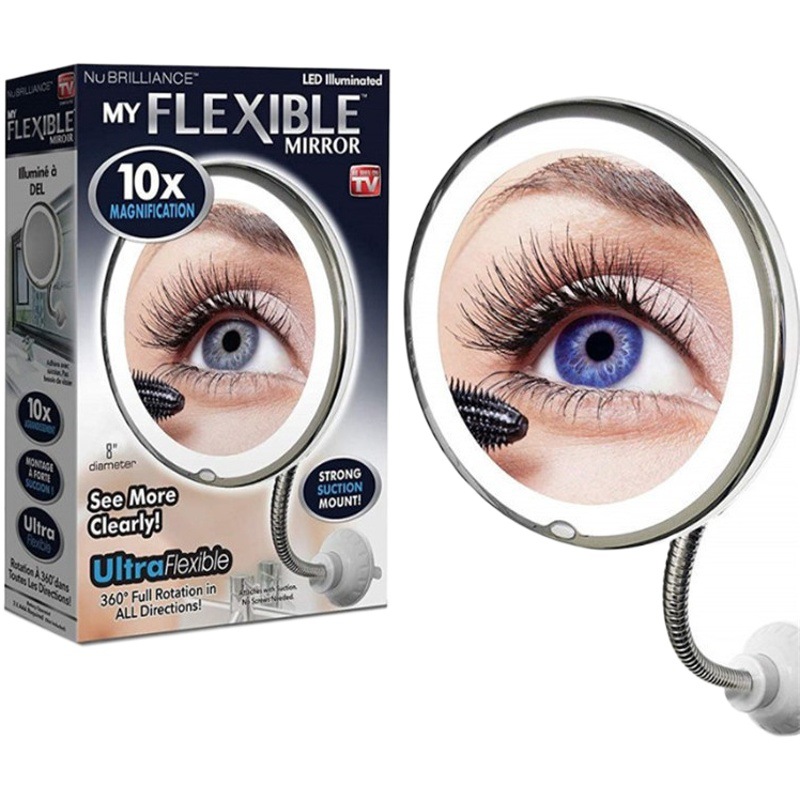 10x magnification led wall-mounted cosmetic mirror with lamp universal 360 degree folding mirror MFlexible Mirror