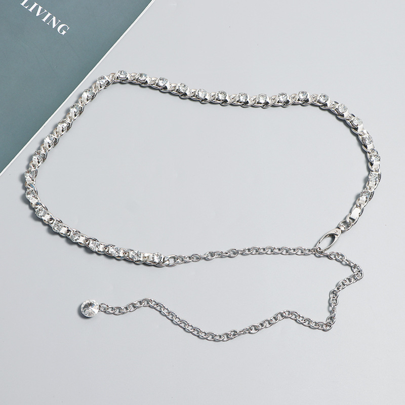Picture of Internet Celebrity Metal Rhinestone Waist Chain Women's ins Korean-style Flash Diamond Chain External Fashion All-match Belt Decoration with Skirt