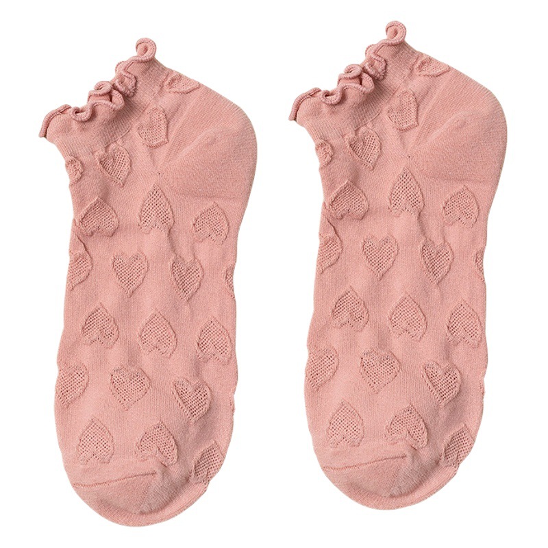 Pure cotton socks for children spring and summer sweet anti-woven love agaric lace socks ladies shallow mouth short tube boat socks cross-border