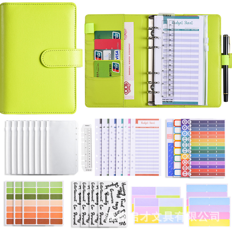Picture of A6 Binder Cross-Border Creative Notebook Wholesale Zipper Bag Macaron Pu Leather Cash Budget Notebook