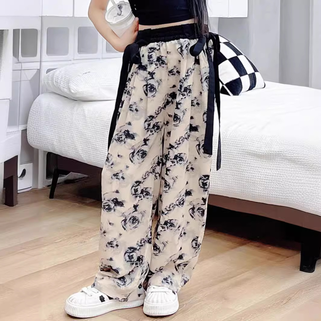 Picture of Girls' Pants Summer Children's Ice Silk Casual Pants Sports Pants Spring and Autumn New Thin Anti-mosquito Pants Big Children's Summer Wear