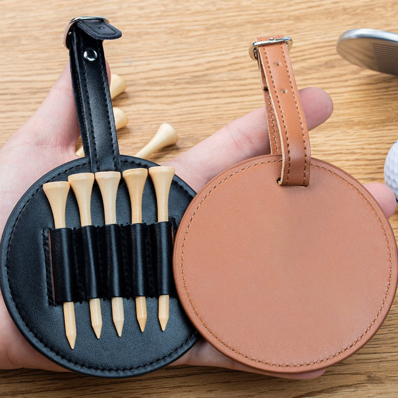 Picture of Outdoor Golf Nail Seat Storage Leather Case PU Leather Hangable Portable Golf Nail Round Storage Set