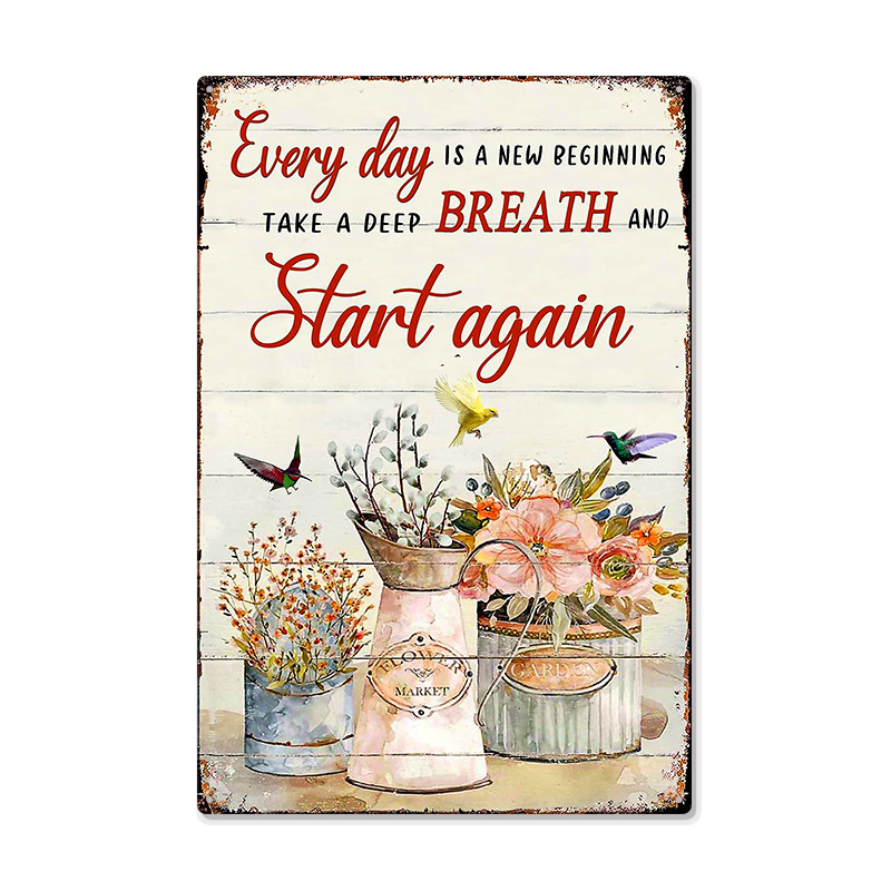 Picture of Cross-border American Country Retro Flower Figure Tin Painting Garden Pastoral Balcony Wall Wall Wall Old Decoration Pendant