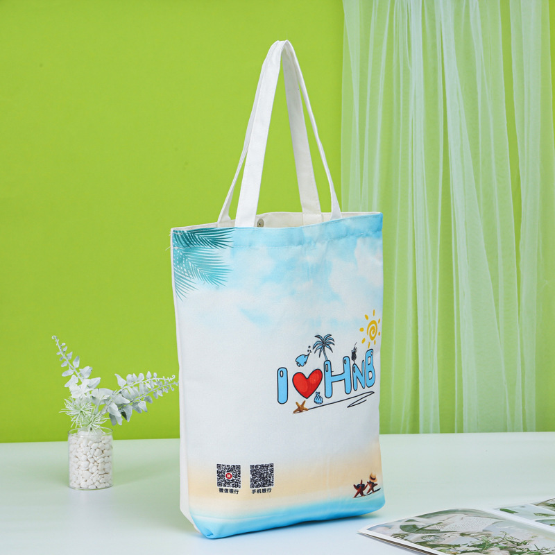Cartoon Canvas Bag Custom DIY Advertising Gift Canvas Bag Shoulder Student Cotton Bag Bundle Pocket Printable LOGO