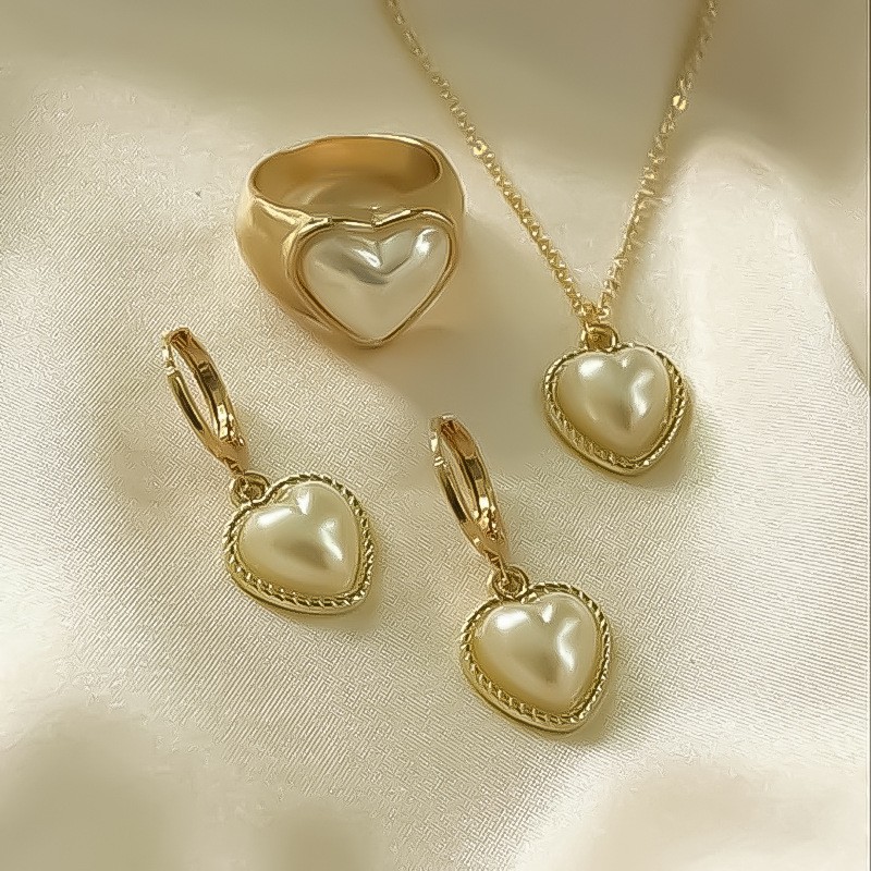 Picture of Cross-border European and American New Pendant Jewelry Necklace Temperament Design Sense Light Luxury Earrings Necklace Imitation Pearl Jewelry suit