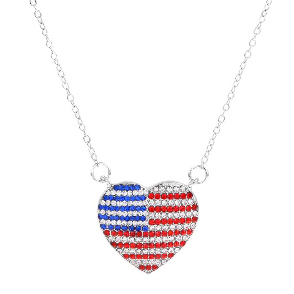 Picture of European and American Ins American Independence Day Series Necklace suit Fashion Simple Diamond-encrusted Wings Love Pendant Clavicle Chain