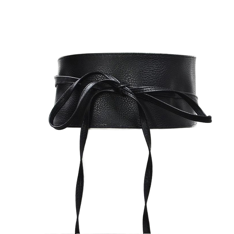 Autumn and winter hot sale New Pu imitation leather bandage waist seal ladies fashion simple bow decoration wide belt in stock