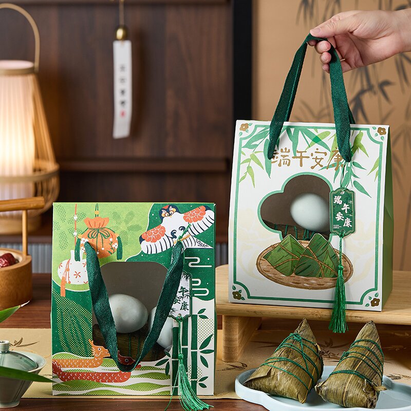 2025 New Dragon Boat Festival Zongzi Packaging Box Creative Window Portable Dragon Zongzi Box Company Enterprise Accompanying Gift Box