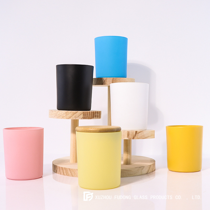 Picture of Color Frosted Candle Holder Glass Aromatherapy Candle Cup Creative Fashion Candle Jar DIY Aromatherapy Candle Holder with Lid for Home