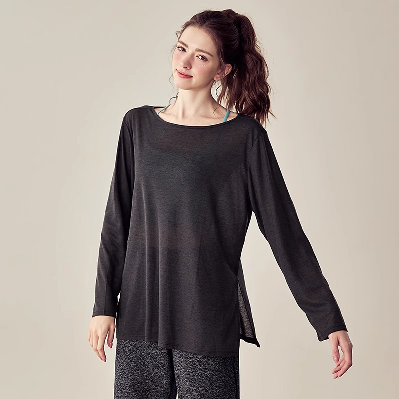 Songzhan High-End Yoga Clothes for Women, Loose Thin Sports Tops, Cool and Skin-Friendly, Versatile Bottoming Long-Sleeved New