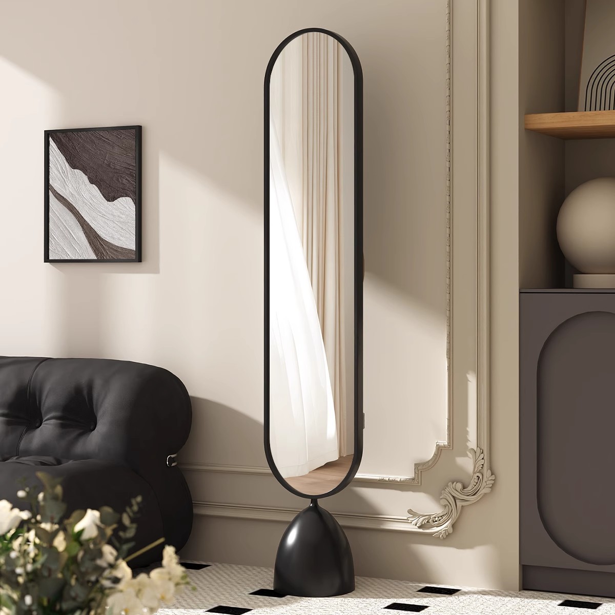 Full-Length Mirror, Floor-To-Ceiling Mirror, Home Girl's Bedroom Fitting Mirror, Coat Rack, Integrated Dressing Mirror, Rotatable Entrance Mirror