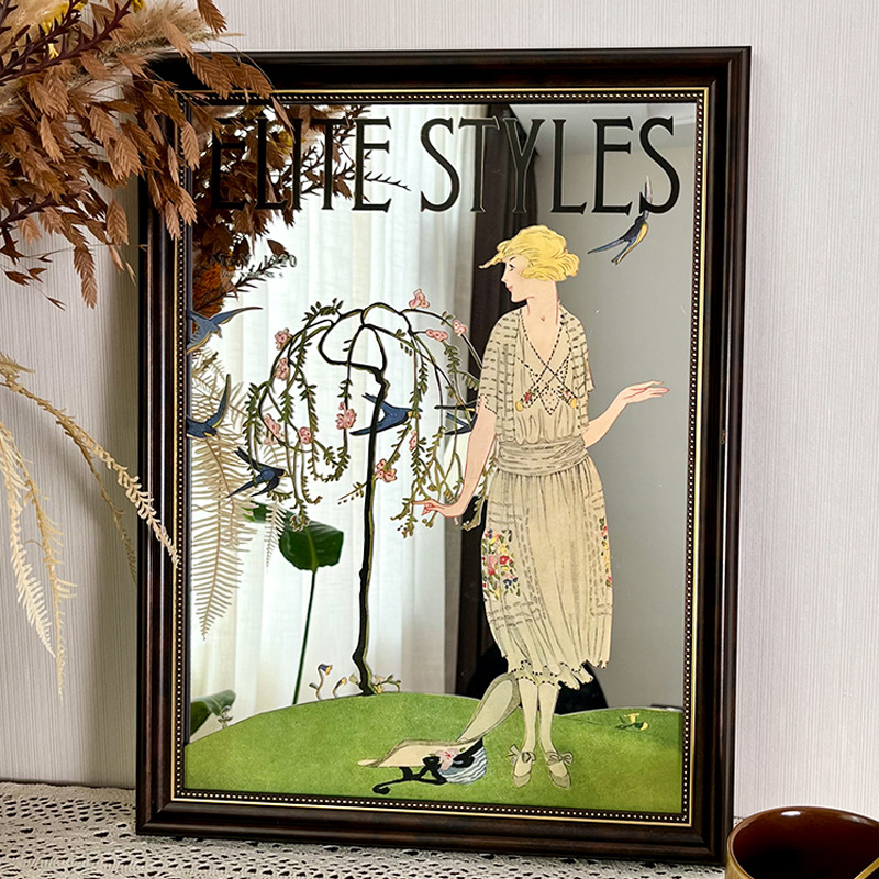 American Mirror Creative Decorative Painting Vintage Niche Painting Decorative Mirror Clothing Store Dining Room Living Room Bedroom Art Hanging Painting