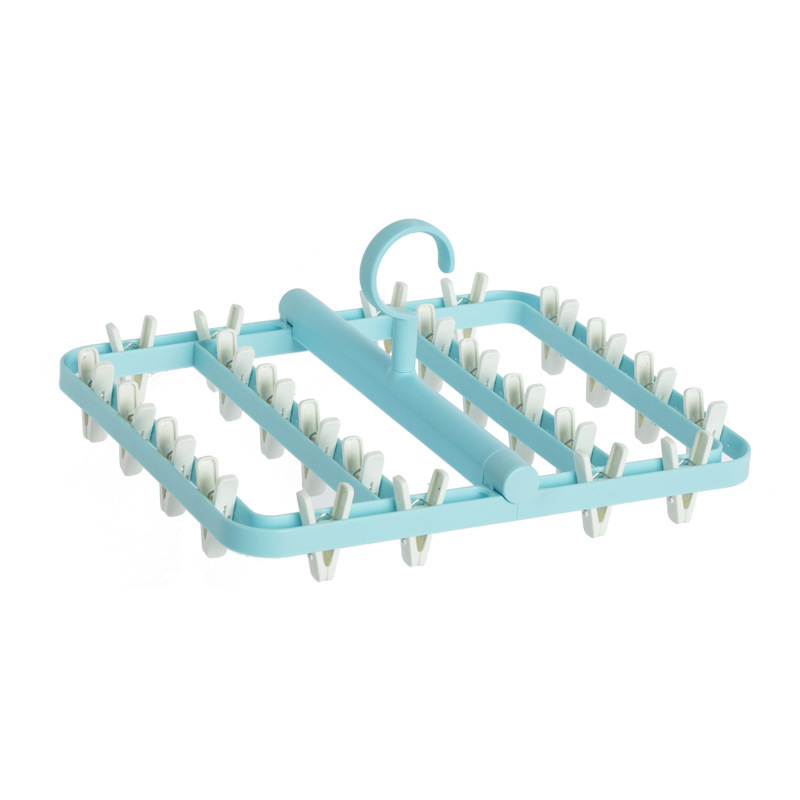 Picture of Household Clothes Rack Folding Clothes Drying Rack Storage Artifact Windproof Disc Clothes Rack Multi-clip Baby Socks Rack