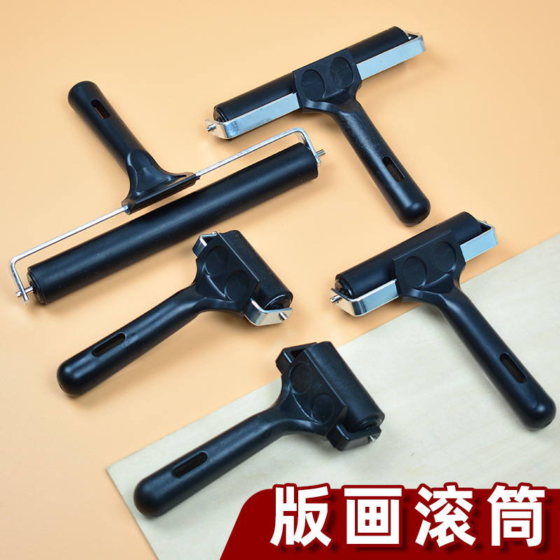Cross-border spot 10/6cm extension steel frame rubber roller pusher non-slip roller print rubber roller ink printing