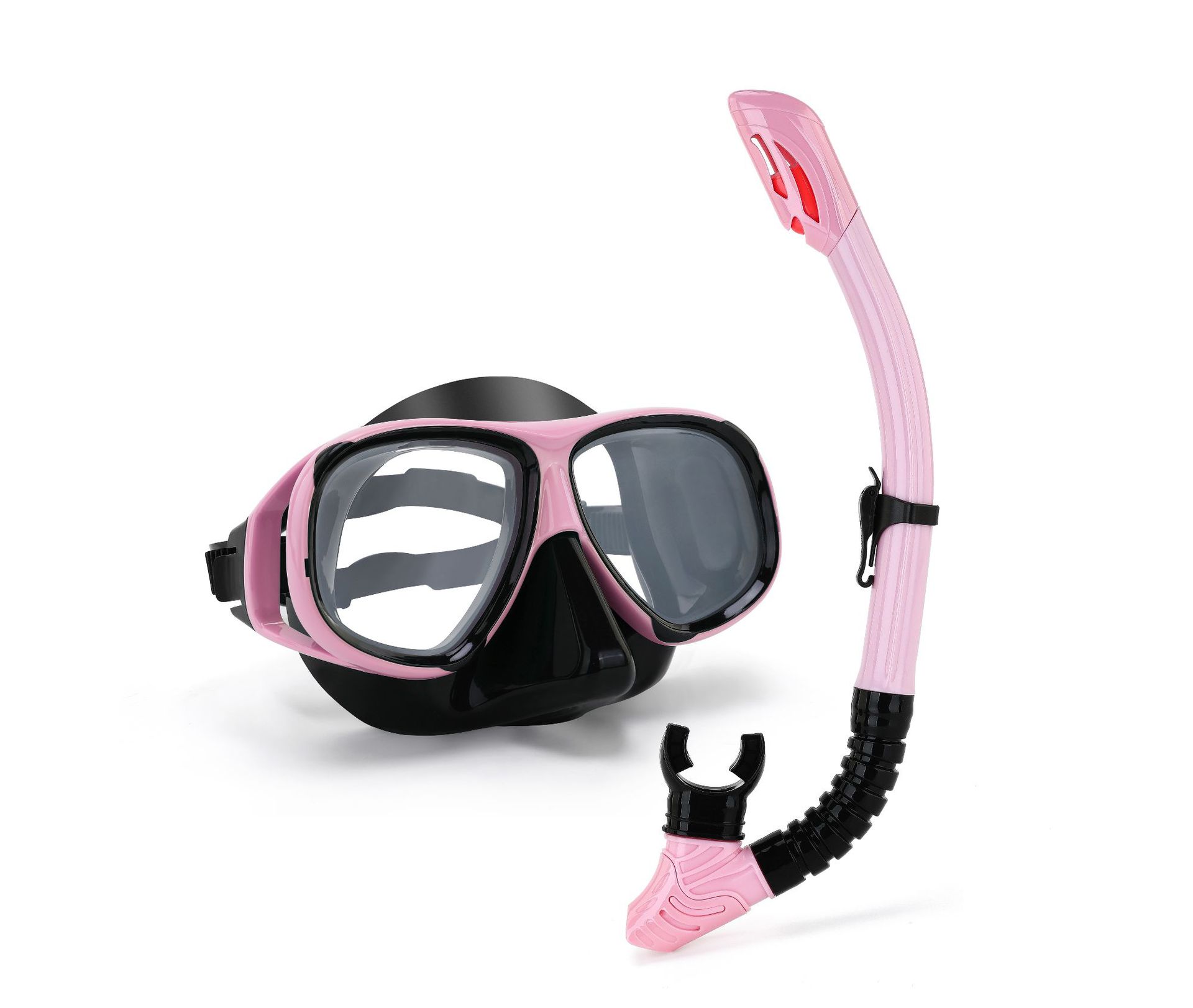 Picture of wave professional snorkeling two-piece silicone full dry breathing tube large frame with degrees diving goggles