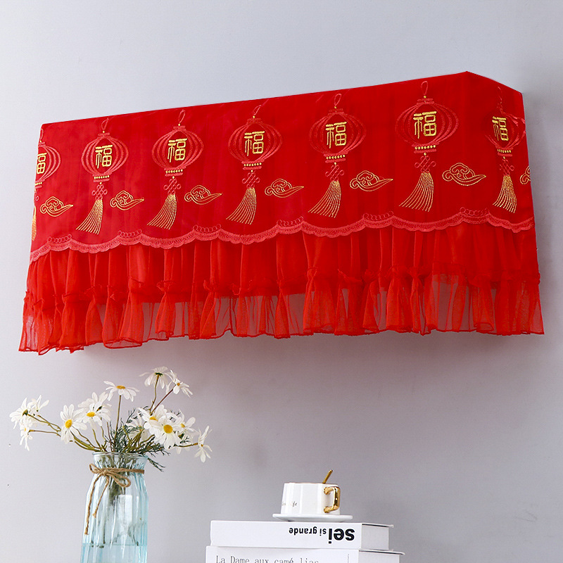 Picture of Wholesale New Wedding Starts Without Taking Off Hanging Air Conditioner Dust Cover 1.5 Hp Air Conditioner Cover Lace Red Air Conditioner Cover