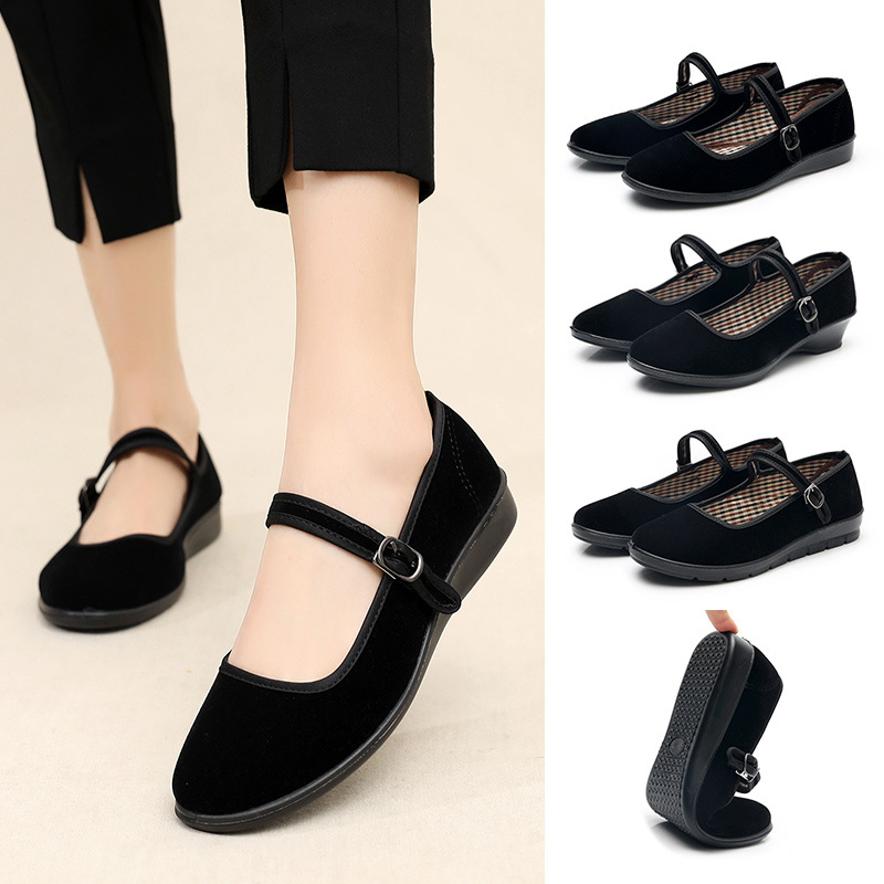 Old Beijing Cloth Shoes, Women's Flats Shoes, Work Shoes, Women's Shoes, Soft Soles, Non-Tiring Feet, Mother's Shoes, Black Shoes, Elderly Shoes