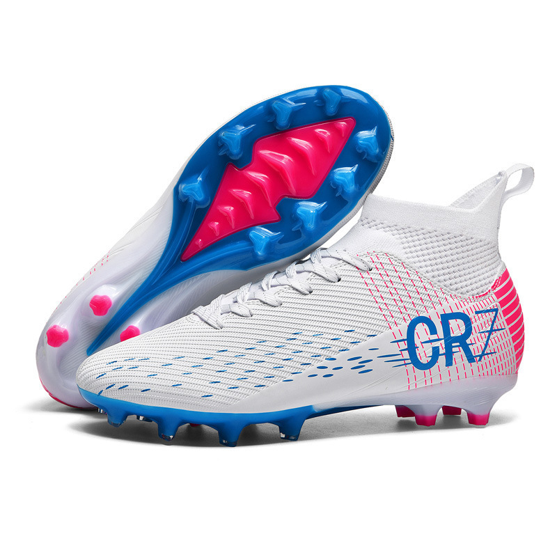 Cross-Border High-Top Football Shoes Tf Broken Spikes Adult Artificial Turf Ag Spike Leather Foot Male Youth Student Sports Training Shoes