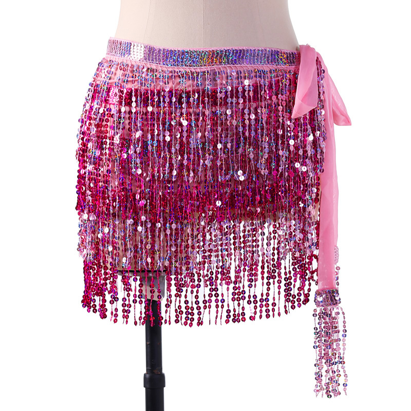 Picture of New belly dance beads waist chain 4 sequins hip towel tassel waist belt dance performance can be a generation of hair