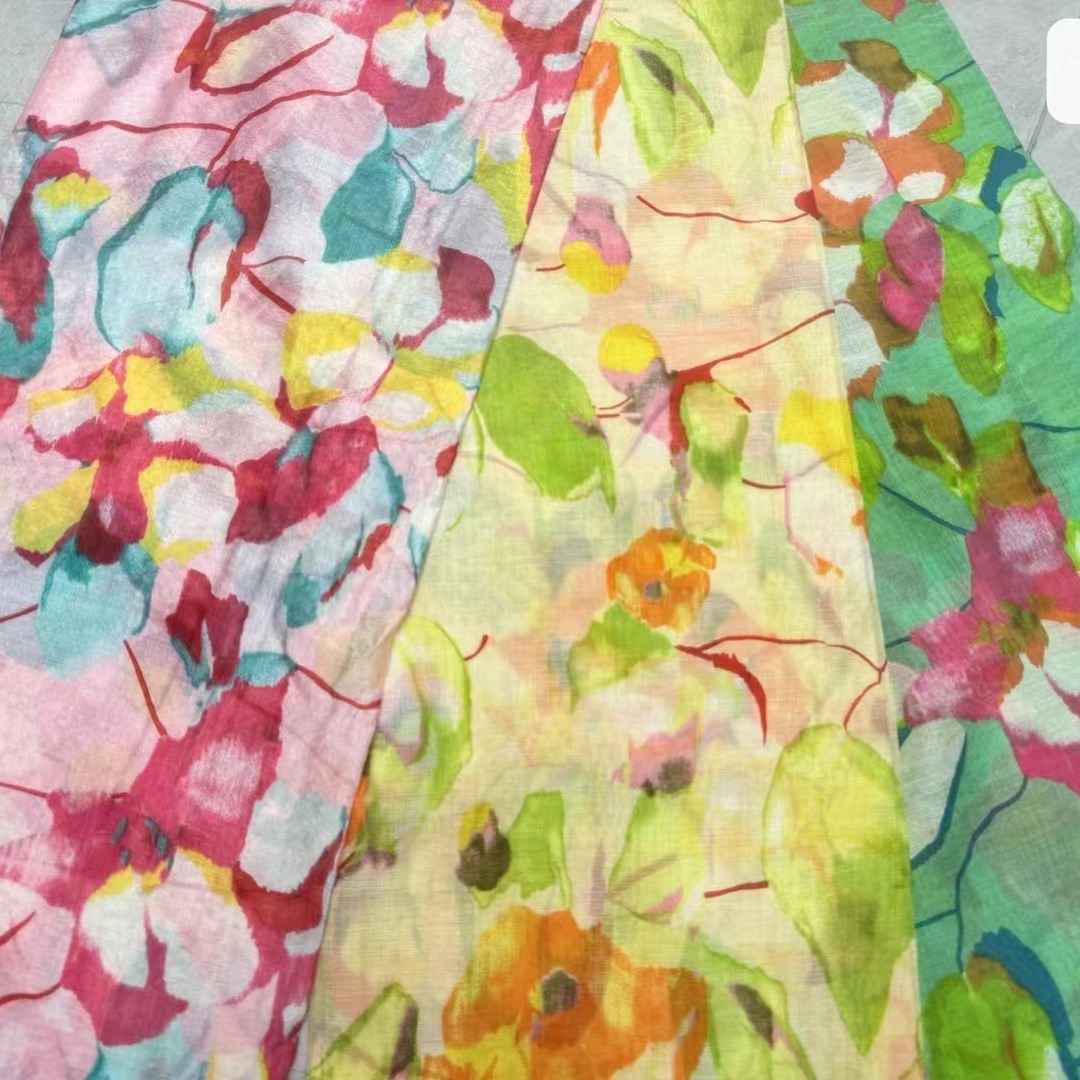 Colorful Printed Rayon Tencel Bamboo Cotton Chiffon Clothing Fabric Foreign Trade Export Fabric Light Luxury Polka Dots