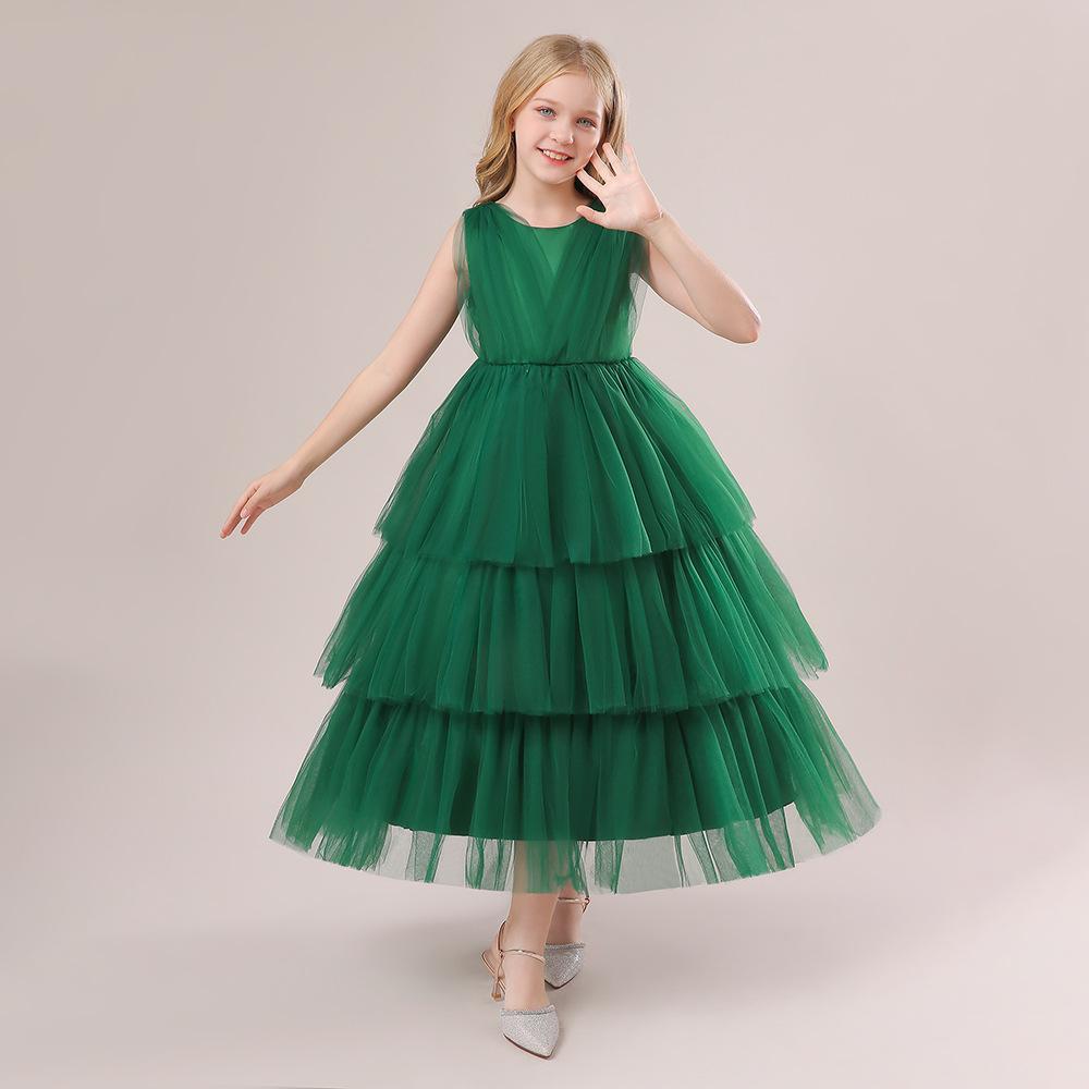 Flower Girl Wedding Dress, Host Runway Show Piano Performance Outfit, Children's Formal Dress, Girl's Princess Dress with Puffy Tulle and Bow