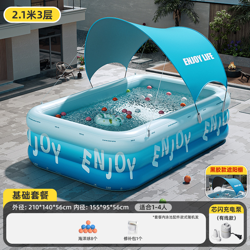 Picture of Swimming Pool Thickened Large Indoor Outdoor One Button Inflatable Swimming Pool Adult Kids Family Swimming Pool Wholesale