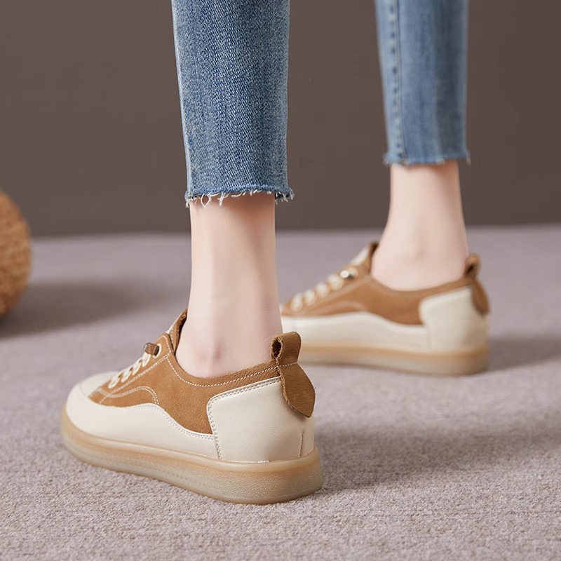 First-layer cowhide cowhide sole small white shoes women's 2024 spring and summer new soft sole pregnant women's shoes one-step casual shoes