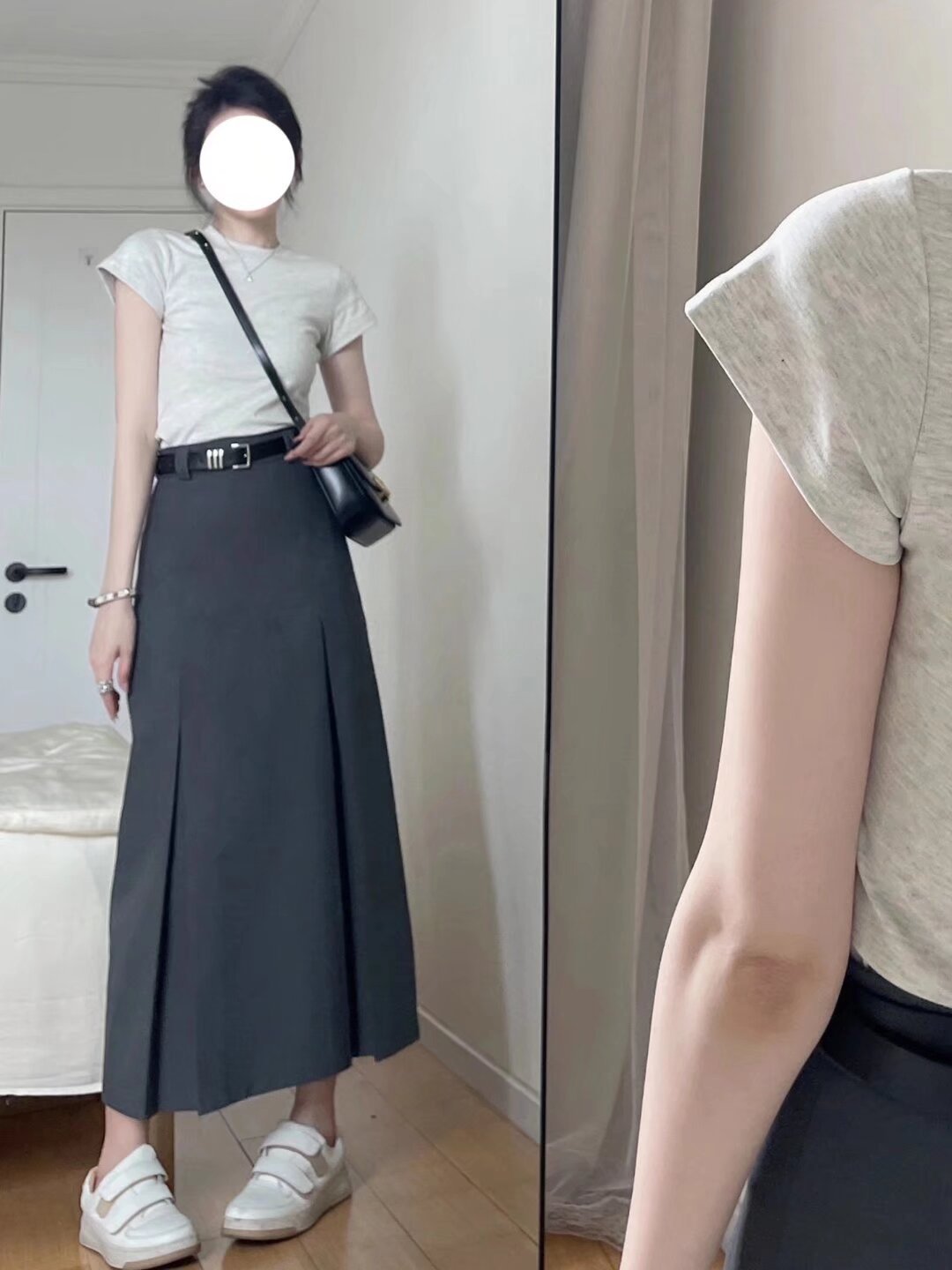 Picture of Solid Color High Waist Pleated Dress Women's Autumn and Winter plus size chubby girl Hip Covering Slimming Pear-Shaped Figure A- Shaped Mid-Length Dress