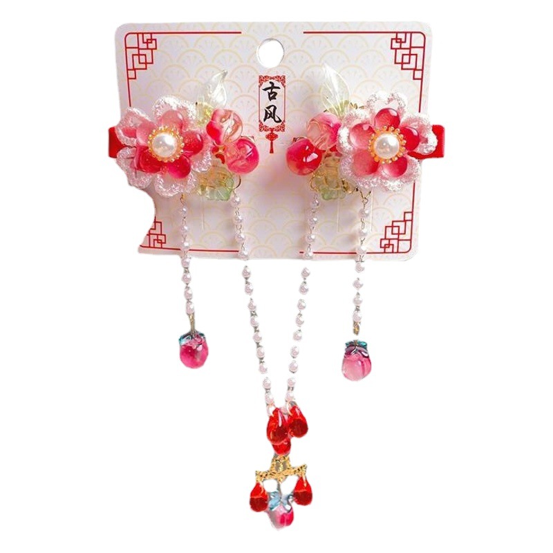 Children's Ancient-Style Hair Accessories, Forehead Chain, Girls' Hanfu Headdress, Hairpin, Eyebrow Pendant, Step Shake Hairpin, Baby Chinese-Style Performance Accessories