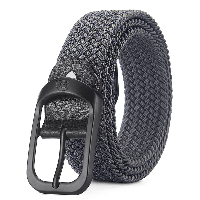 Picture of Korean-style Casual Couple Student Pin Buckle Belt Black Belt All-match Elastic Woven Punch-free Belt