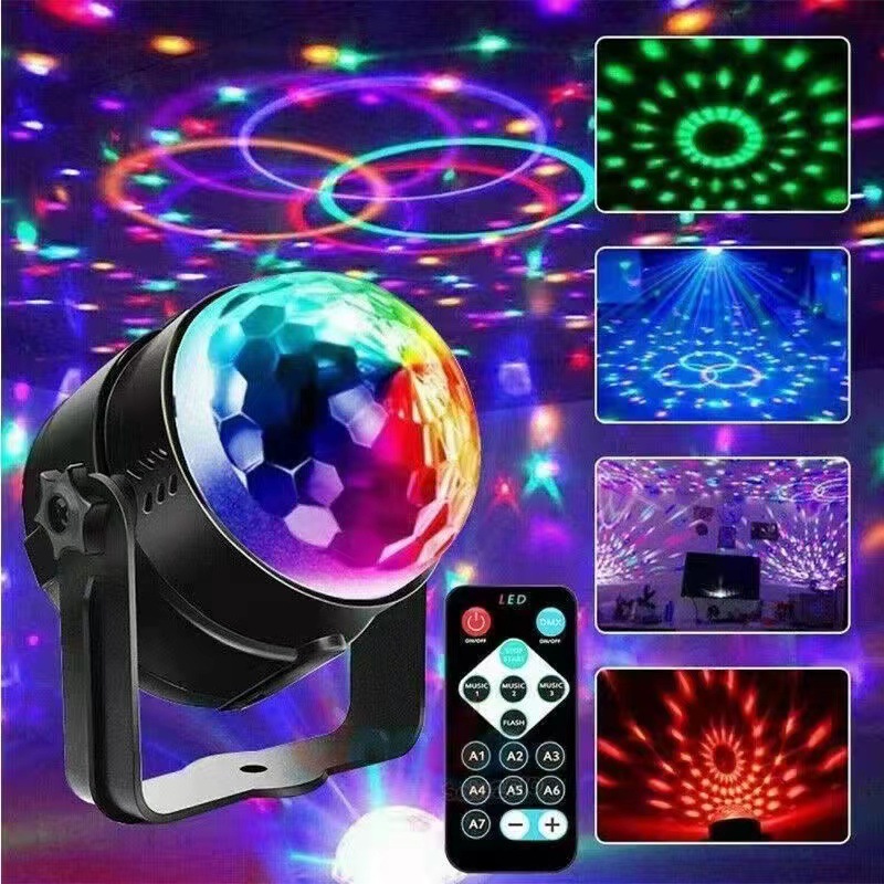 Remote control LED colorful magic ball lights crystal voice control rotating stage lights live background lights KTV bar disco lights