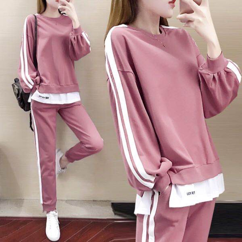 (M--4Xl) 2025 New Large Size Ins Trendy Casual Sports Suit Sweatshirt Pants Fashion Two-Piece Loose Set
