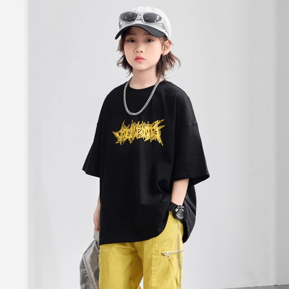 Picture of Boys' Short-sleeved T-shirt Summer 2025 New Arrival Zhongda Children's Summer Half-sleeved Cotton T-shirt Boys' Top Stylisics T-trendy