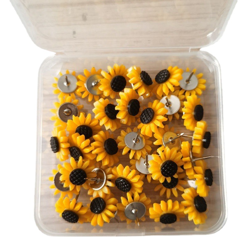 Picture of Cross-Border Manufacturer New Creative Thumbtacks Sunflower Sunflower Shape Thumbtacks Flower I-Shaped Nails Decorative Office Binding